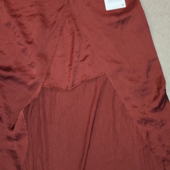 Burgundy Slit Silky Skirt - Picture 4 of 7